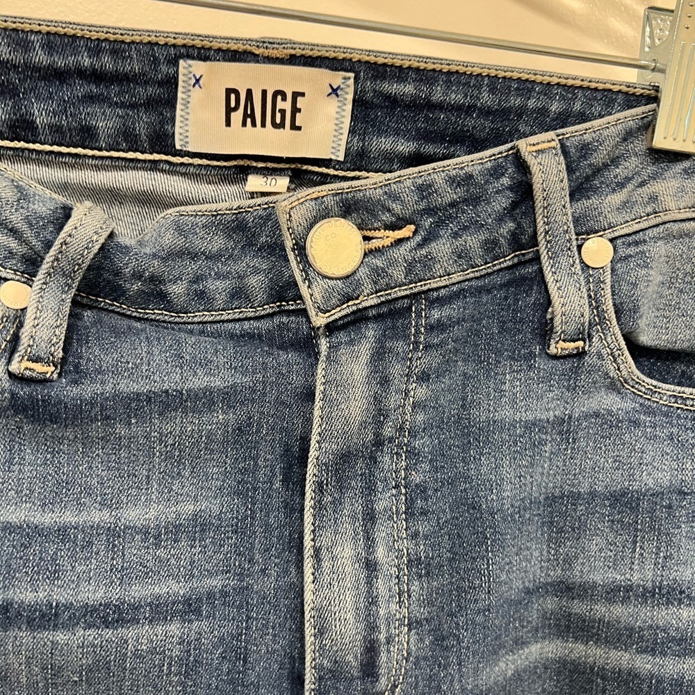 PAIGE Hoxton Straight Ankle Norfolk Jeans Frayed Hem Cropped Denim Size 30 - Picture 9 of 12